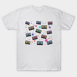 80's cassette tape pattern T-Shirt